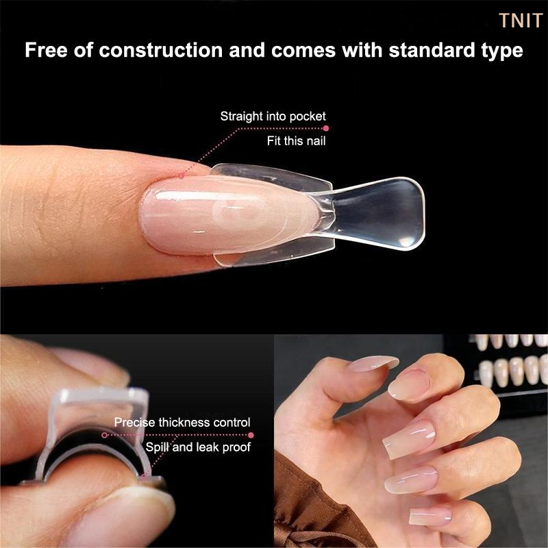 Nail Art Ombre - 60pcs/box Coffin Dual Nail Forms Sandwich
