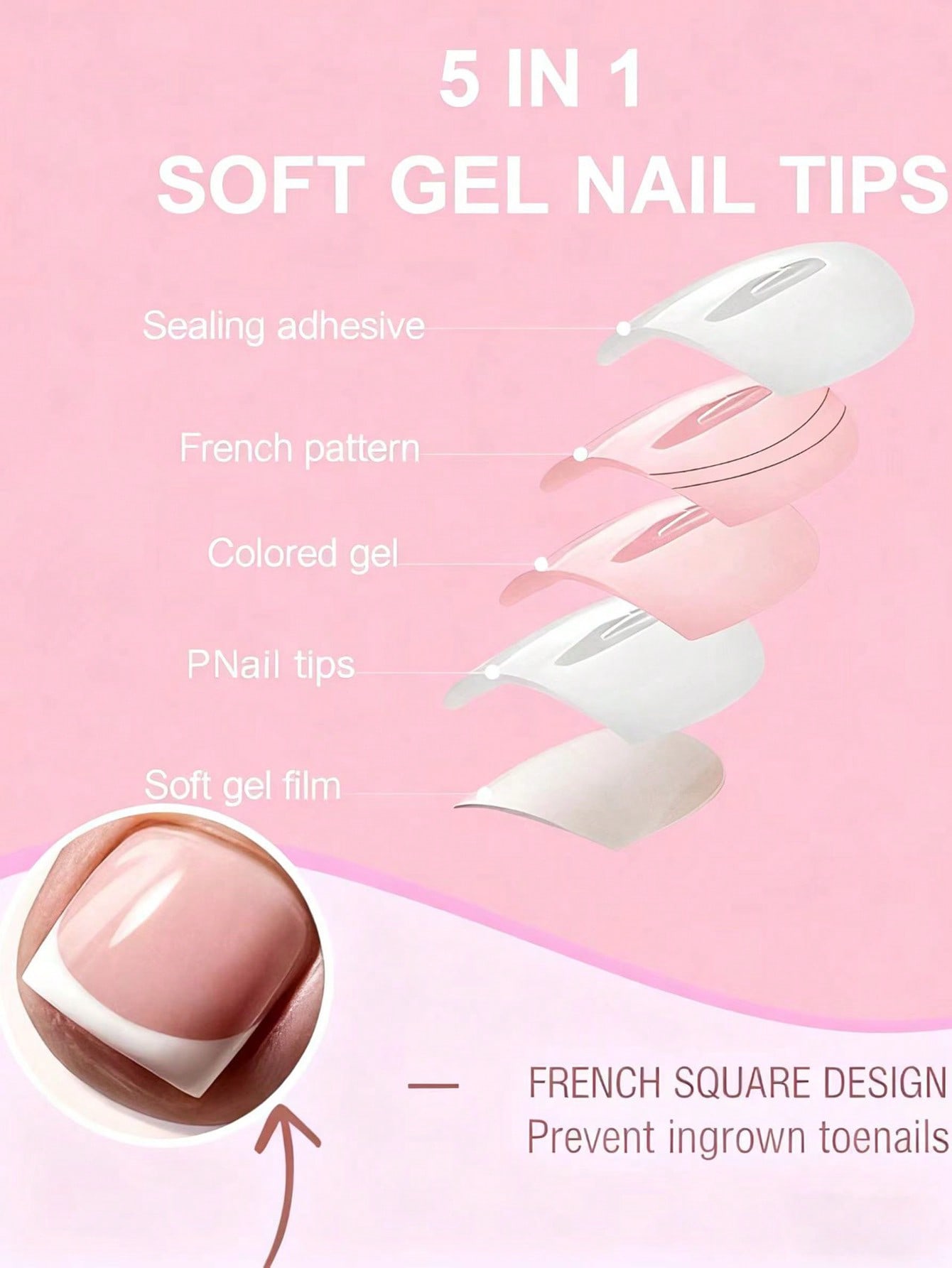144pcs/Box Pink Toe Nail Press - Nail Art Ombre ulasan dan harga