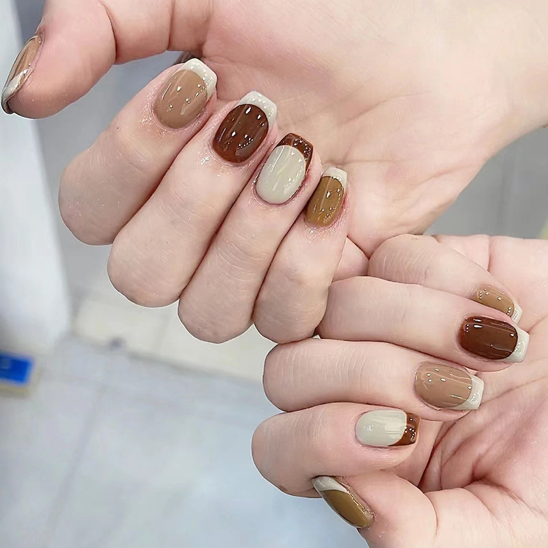 24Pcs Caramel Brown Ombre Glit - Nail Art Ombre ulasan dan harga