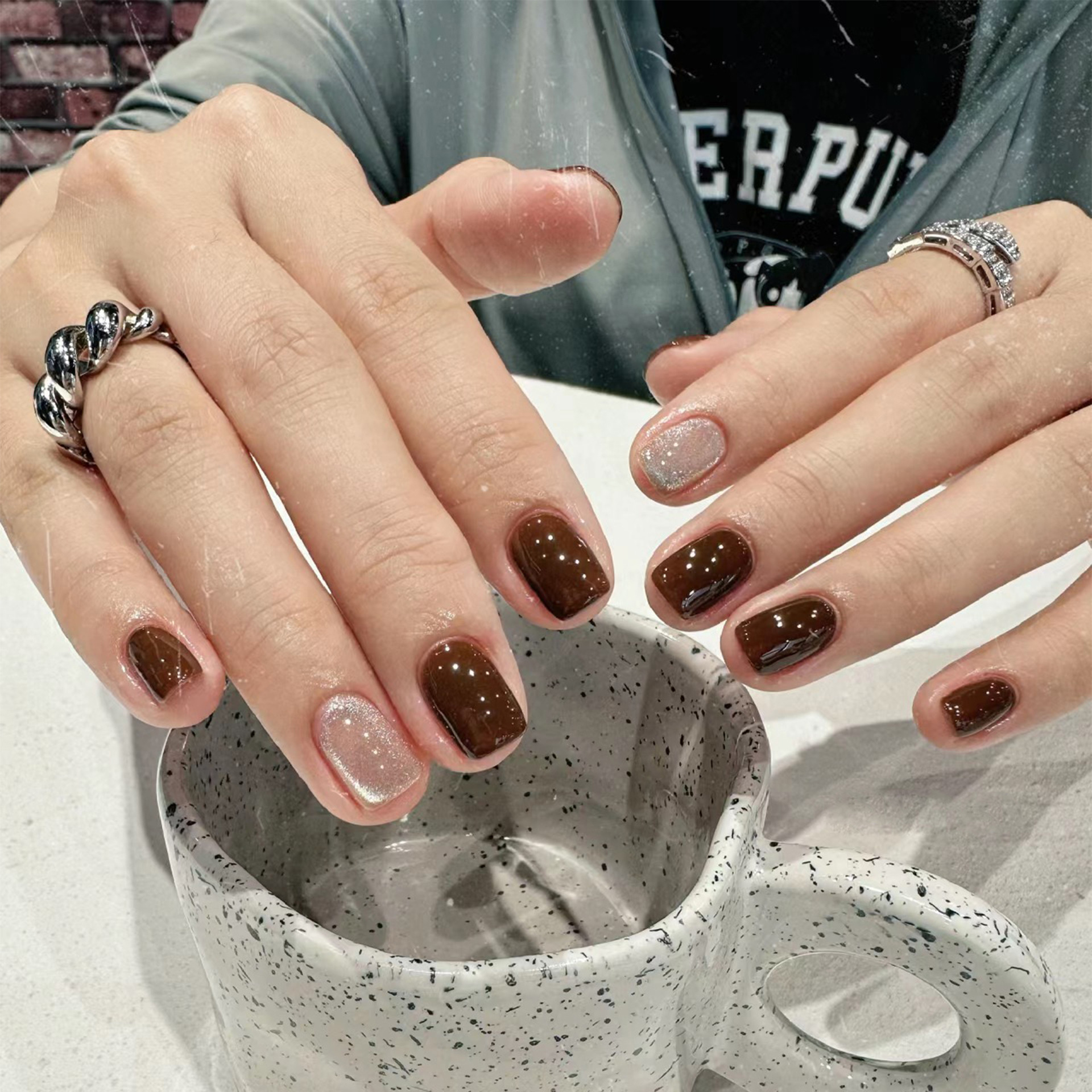 24Pcs Caramel Brown Ombre Glit - Nail Art Ombre ulasan dan harga