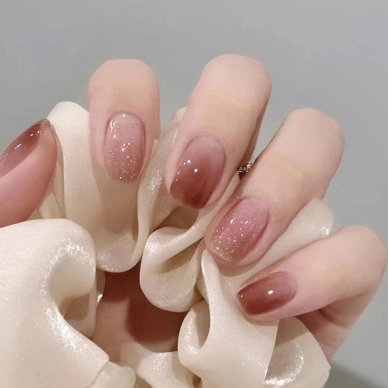 24Pcs Caramel Brown Ombre Glit - Nail Art Ombre ulasan dan harga