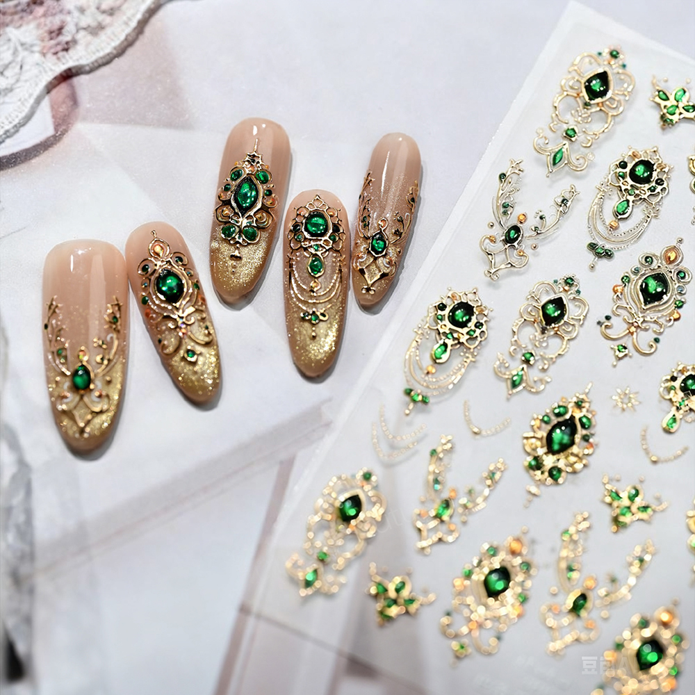 5D Embossed Emerald Gemstones  - Nail Art Zelda ulasan dan harga