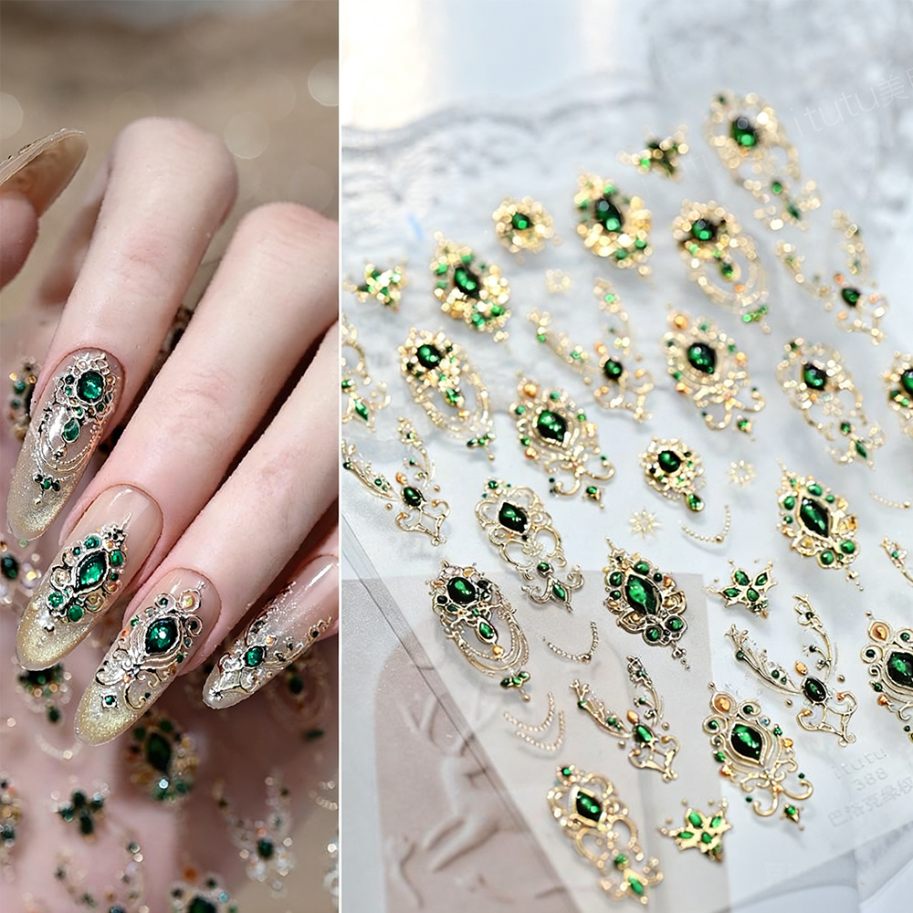 5D Embossed Emerald Gemstones  - Nail Art Zelda ulasan dan harga