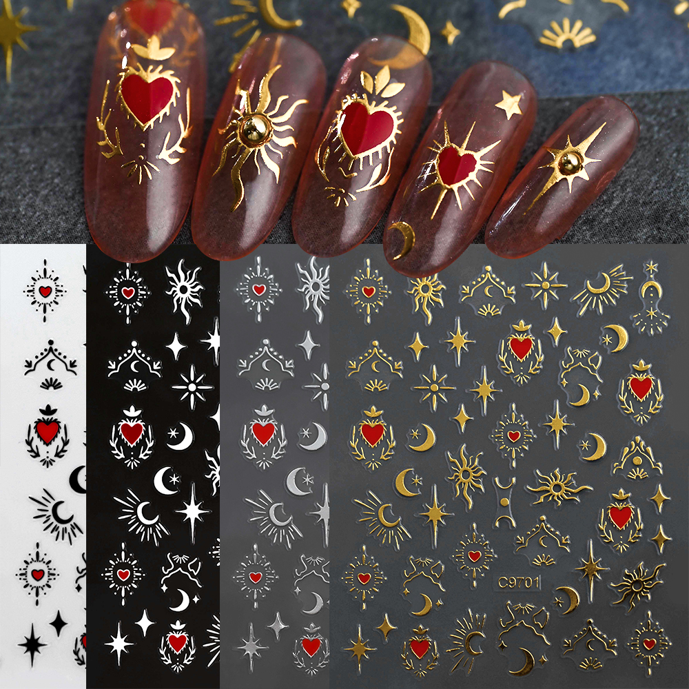 8Pcs Red Heart Nail Stickers 3 - Nail Art Zelda ulasan dan harga