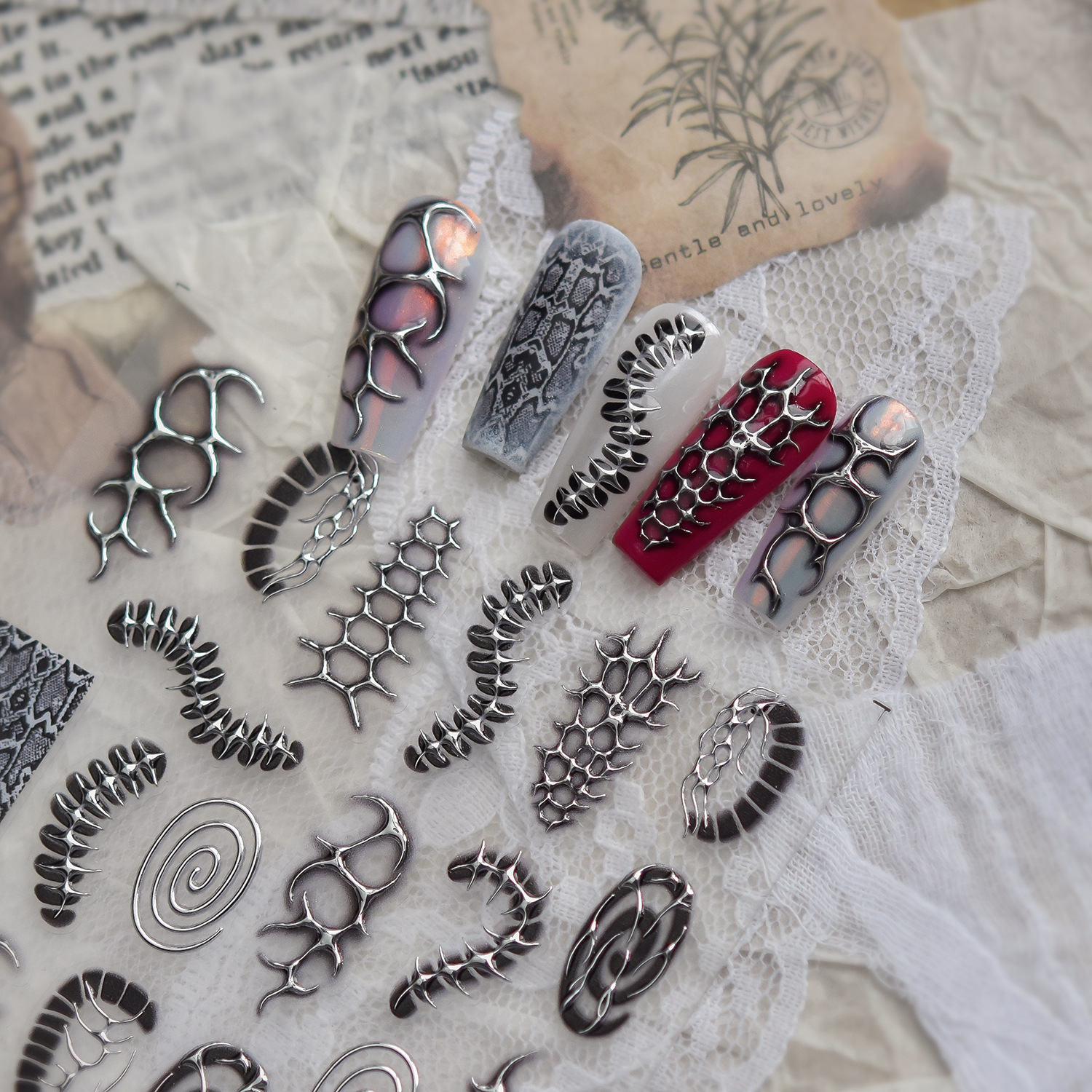 Black Silver Punk Dark Cool Na - Nail Art Zelda ulasan dan harga