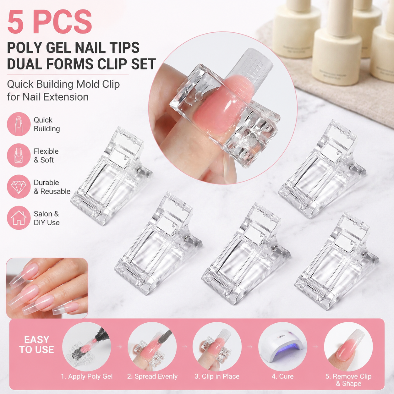 5 Pcs Flexible Soft Poly Gel N - Nail Art Ombre ulasan dan harga