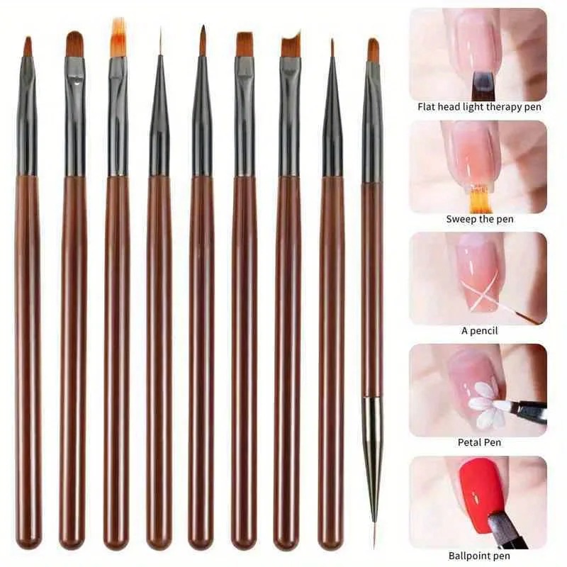 9PCS UV Gel Nail Brush Liner D - Nail Art Ombre ulasan dan harga